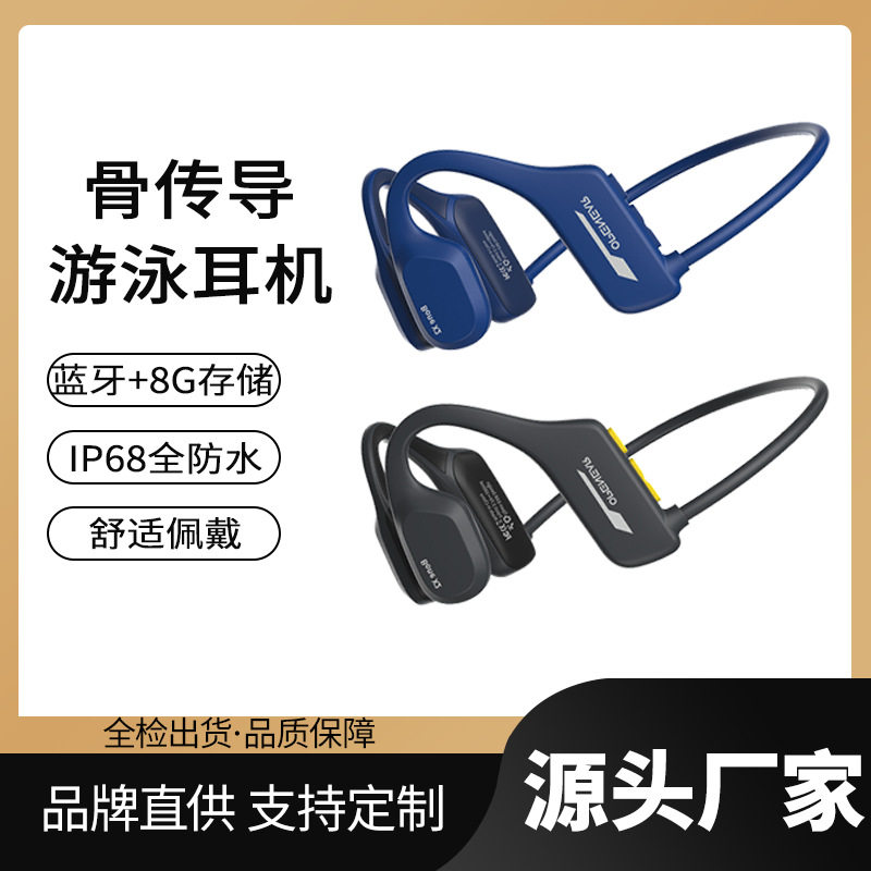 骨传导蓝牙耳机跑步运动游泳深度防水耳机MP3音乐不入耳挂耳式耳