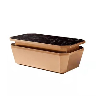 轻奢KTV酒吧茶几大理石岩板钢化玻璃发光卡座R不锈钢简约现代网红