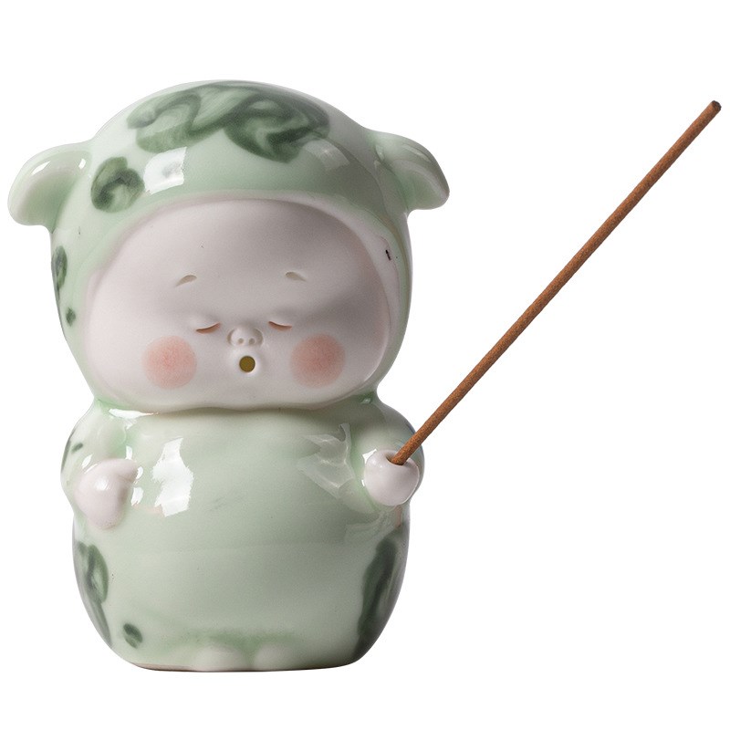 创意陶瓷小d胖虎摆件生肖吉祥物可爱小猪客厅桌面玄关柜装饰品摆