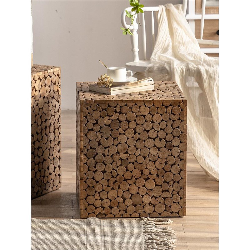 侘风实木边几宿卧室床头几y美子式复古方民形木墩阳寂台木凳