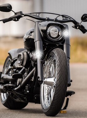 18年后哈雷肥仔k改装头罩大灯边框前叉套筒黑色替换装饰前部黑化