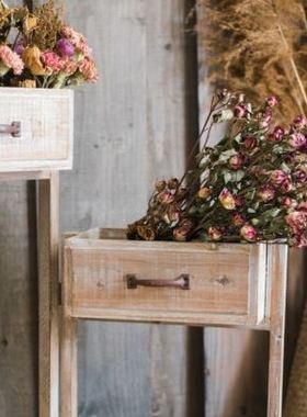 极速田园复古木质m阶梯花架屏风隔断花器花柱插花造景婚礼道具落