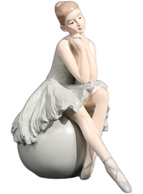 现代简约创意芭蕾舞女孩树脂摆件跳D舞样板房客厅卧室桌面装饰送