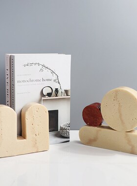 侘寂风高级感小众软装饰r品家居几何书挡民宿中古书柜客厅酒柜摆