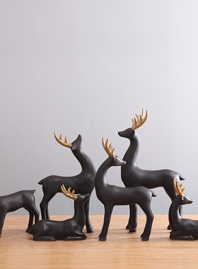 北欧麋鹿摆件家居l装饰品陶瓷工艺品客厅电视柜创意结婚礼物