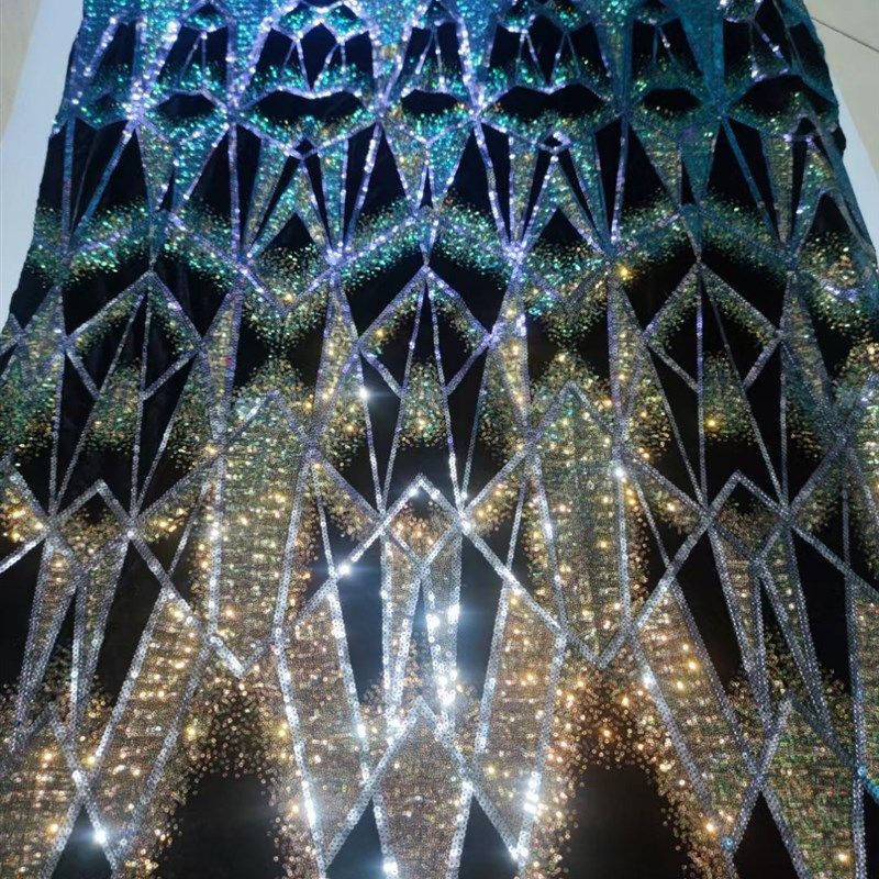 重工款条纹走线绒底亮片刺绣布料时尚模特晚宴婚纱礼服V时装裙lac,居家布艺,海绵垫/布料/面料/手工diy,淘宝优惠券,粉丝福利购,淘宝优惠卷