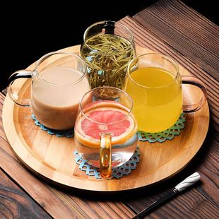 网红透明早餐杯子创意大肚玻璃杯ins家用喝水杯带把耐热花茶杯女