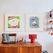 定做卡挂通儿床童房饰画装 奶油风户女趣客童餐厅电卧室Z头可爱表