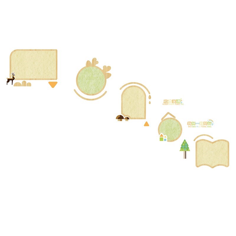 幼儿园环创楼梯h间走廊s过道文化墙简约原木自然风pvc雪弗板毛毡