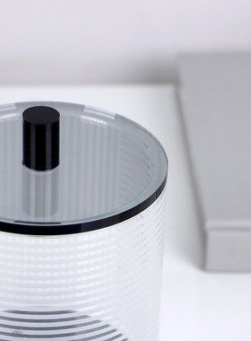 简约现代透明条纹茶叶玻璃罐客厅茶几收纳盒M摆件茶室茶桌软装饰