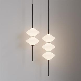 设计师款 奶油风创意玻璃极简卧室床头氛围感艺术吊灯 样板房法式