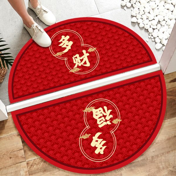 半圆形入户门地垫门垫脚垫中式出入平安家用浴室防滑耐脏红色地毯