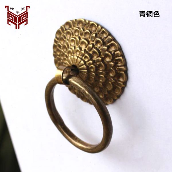 中式仿古纯铜家具抽屉柜门环铜拉手铜圆环铜环窗扇门古铜老式把手