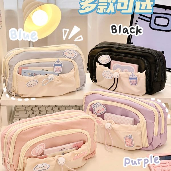 大容量学生笔袋初中生收纳包铅笔盒可爱卡通女孩儿童小学生文具袋