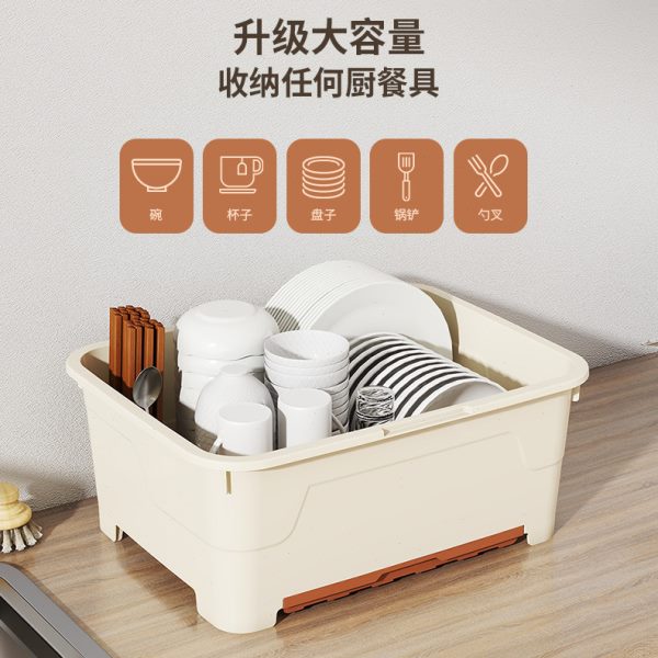 厨房碗柜家用带盖装碗筷收纳盒宿舍塑料碗架碗盘餐具置物架可沥水