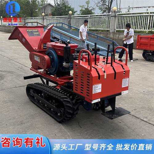 履带自走式碎枝机 农用多功能果树枝条碎木机器 果园树枝粉碎机