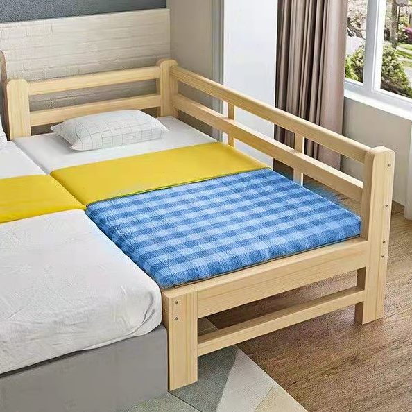 实木儿童床加宽拼接床带护栏小孩床经济型宝宝床童女床简约现代床