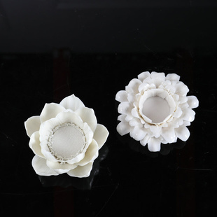 饰工艺品 样板房现代创意新中式 手工捏花白色陶瓷花朵摆件艺术装