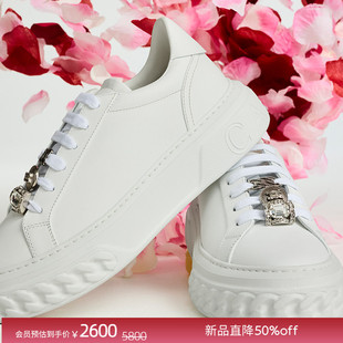 CASADEI/卡桑蒂【12期免息】新品 水钻牛皮板鞋厚底运动鞋 小白鞋