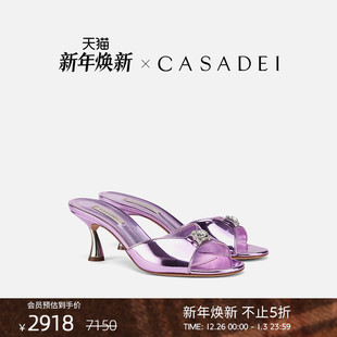 水钻休闲钢制高跟凉鞋 BLADE气质镜面色时尚 卡桑蒂K CASADEI