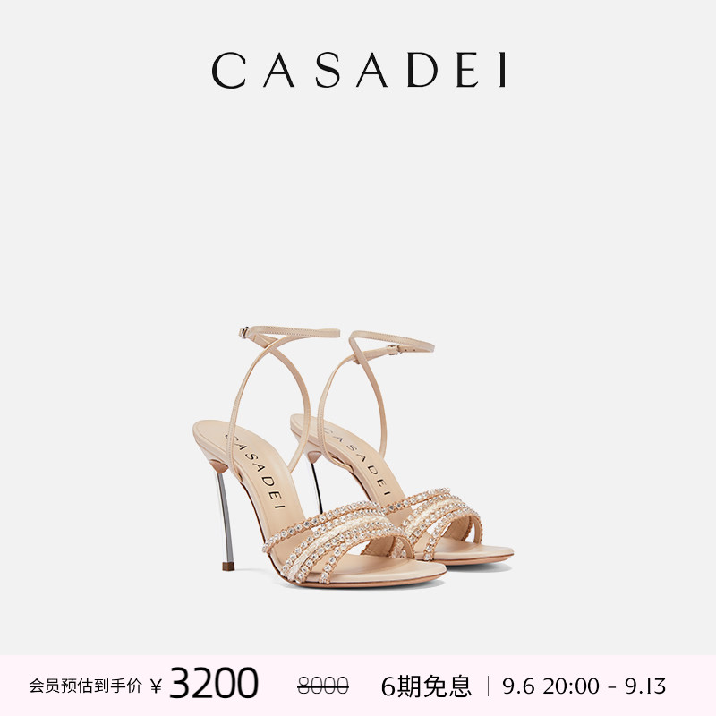 CASADEI/卡桑蒂Blade 高跟水钻凉鞋 钢制刀锋鞋跟