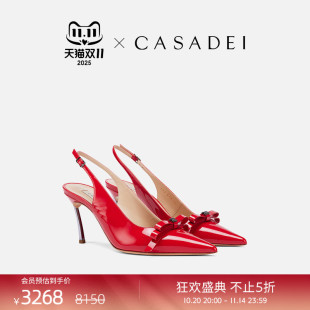 Superblade钢制刀锋牛皮高跟鞋 明星同款 蝴蝶结 卡桑蒂 CASADEI