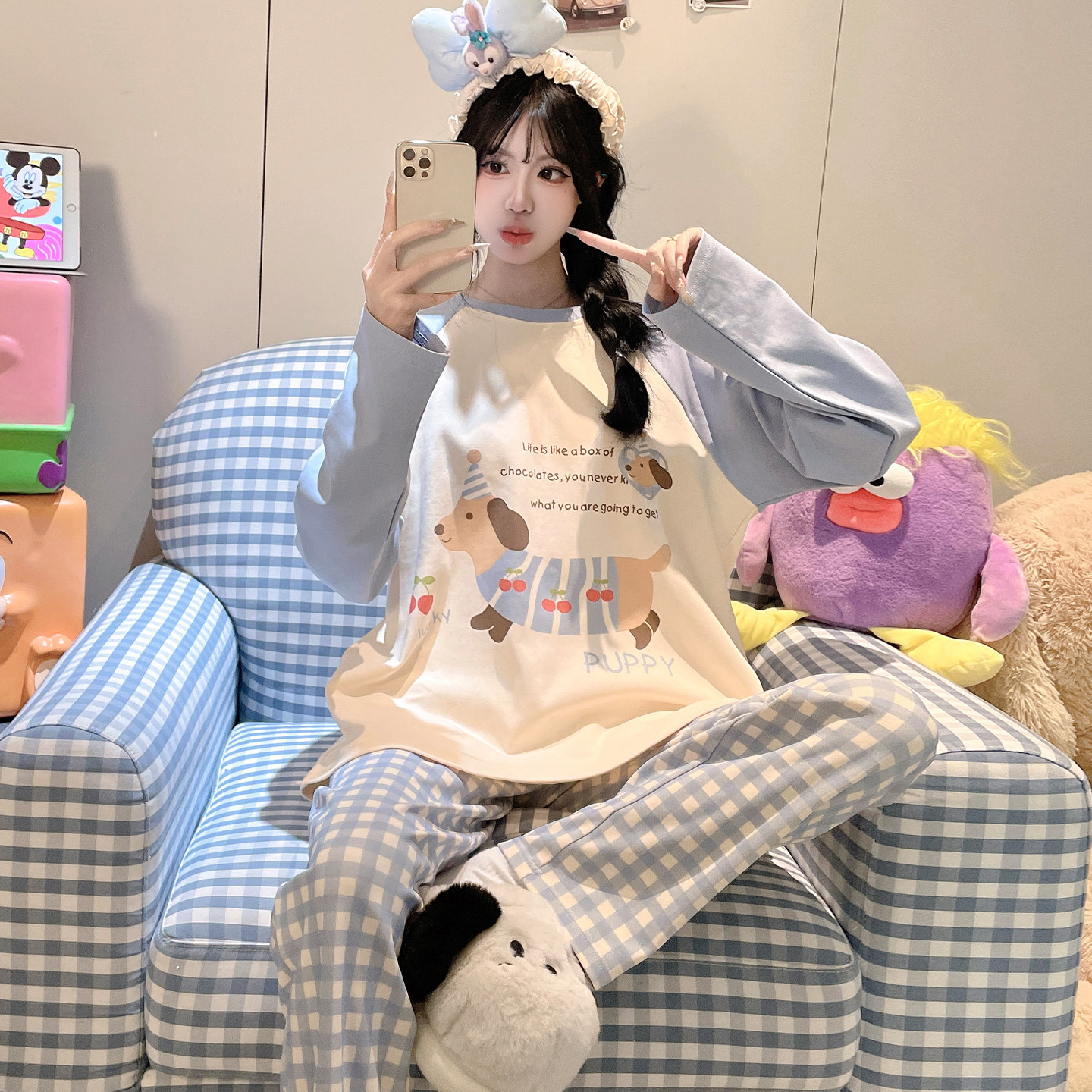 女童睡衣春秋季长袖纯棉薄款套装儿童初中生腊肠狗卡通亲子家居服,童装/婴儿装/亲子装,家居服套装,淘宝优惠券,粉丝福利购,淘宝优惠卷