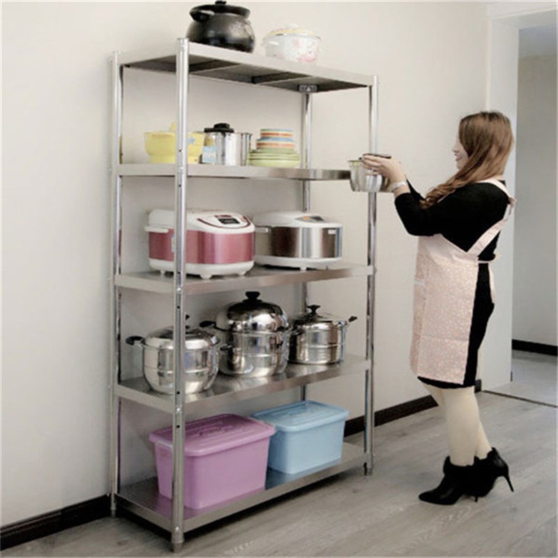 不锈钢厨房置物架多层锅家用微波炉烤箱厨具气灶五层落地储物收纳