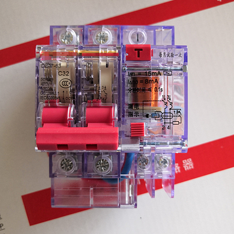 透明壳漏电保护器 220V 20A32A40A63A 15ma 380V空气开关1P2P3P4P