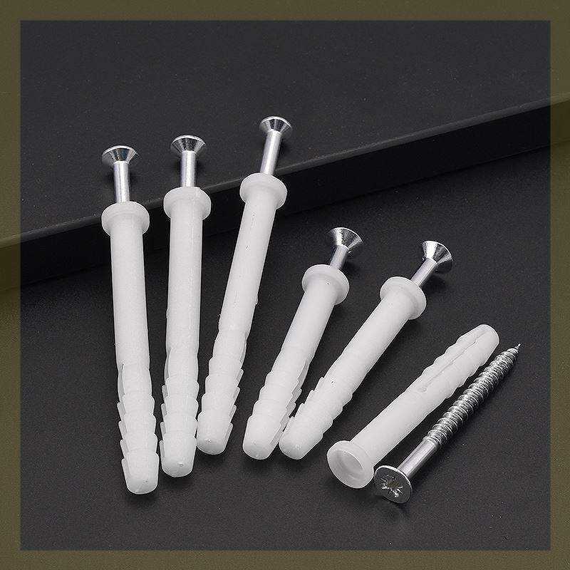 吊柜橱柜膨胀螺丝墙钉塞涨栓胶塞加长膨胀锚栓白色塑料膨胀管m8