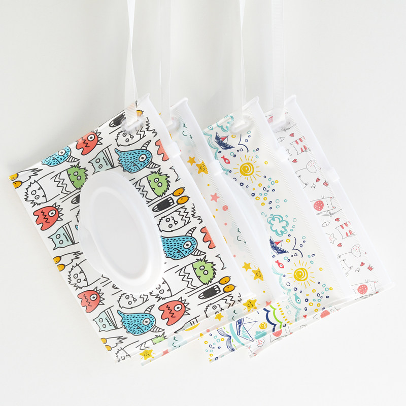 带盖有拉链湿巾袋子 便携随身收纳袋自封袋婴儿棉柔巾湿巾替换袋