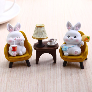 可爱迷你小兔子小摆件装 饰品办公室桌面不生气情绪治愈系兔年礼物