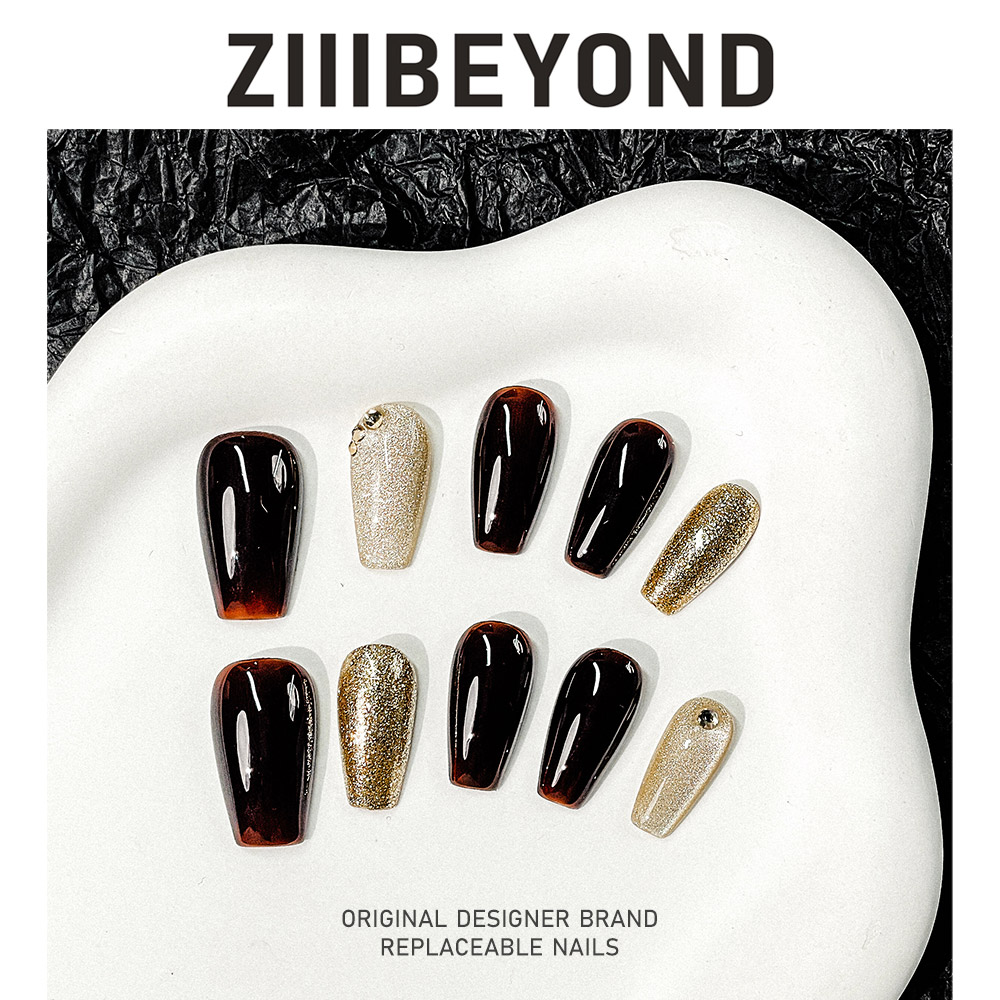 再变 福满盈美甲纯手工穿戴甲甜酷轻奢百搭仙女款美甲短梯ZB47