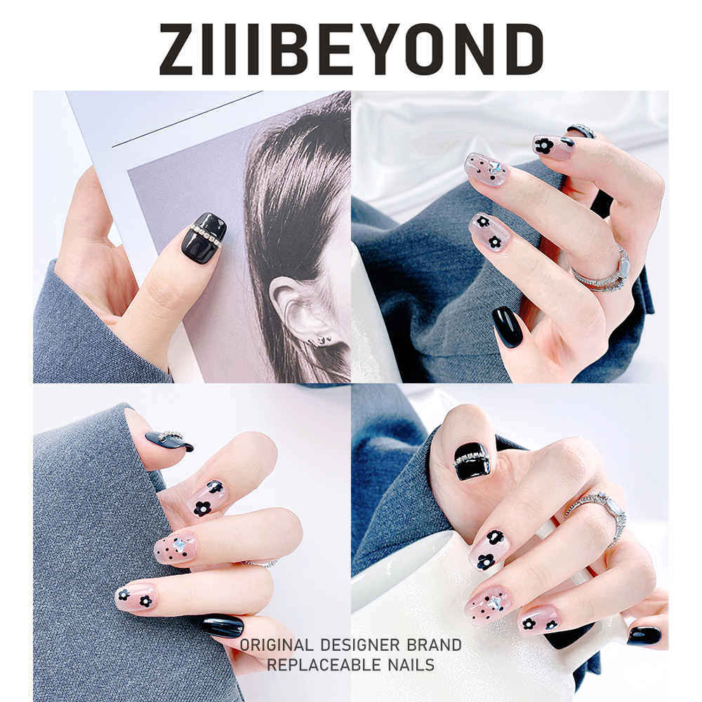 纯手工黑粉色猫眼搭配穿戴甲