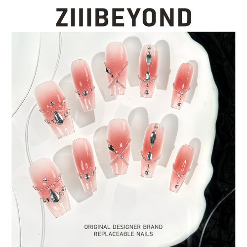 再变 怦然星动美甲纯手工穿戴甲2024新年款闪钻轻奢仙款中梯ZB33