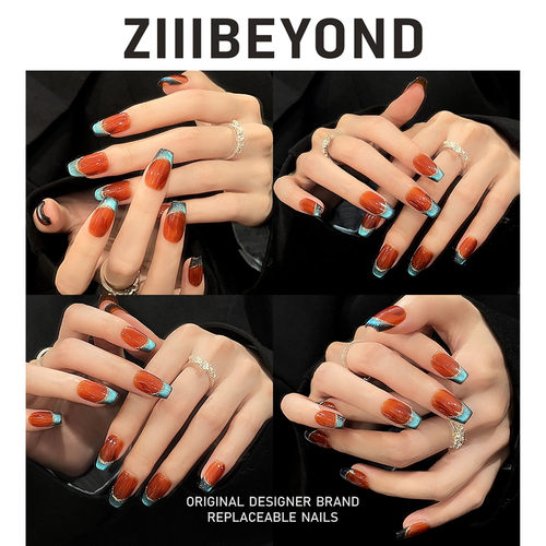 再变 月牙泉美甲新中式婚礼穿戴甲显白国风新娘纯手工猫眼ZB204