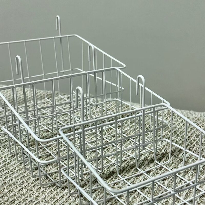 铁艺免打孔挂篮带勾勾篮超市宿舍网格挂壁收纳框整理置物架