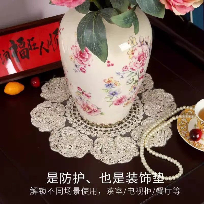 中式复古刺绣餐垫茶几杯垫台面家居布艺花瓶装饰小桌垫