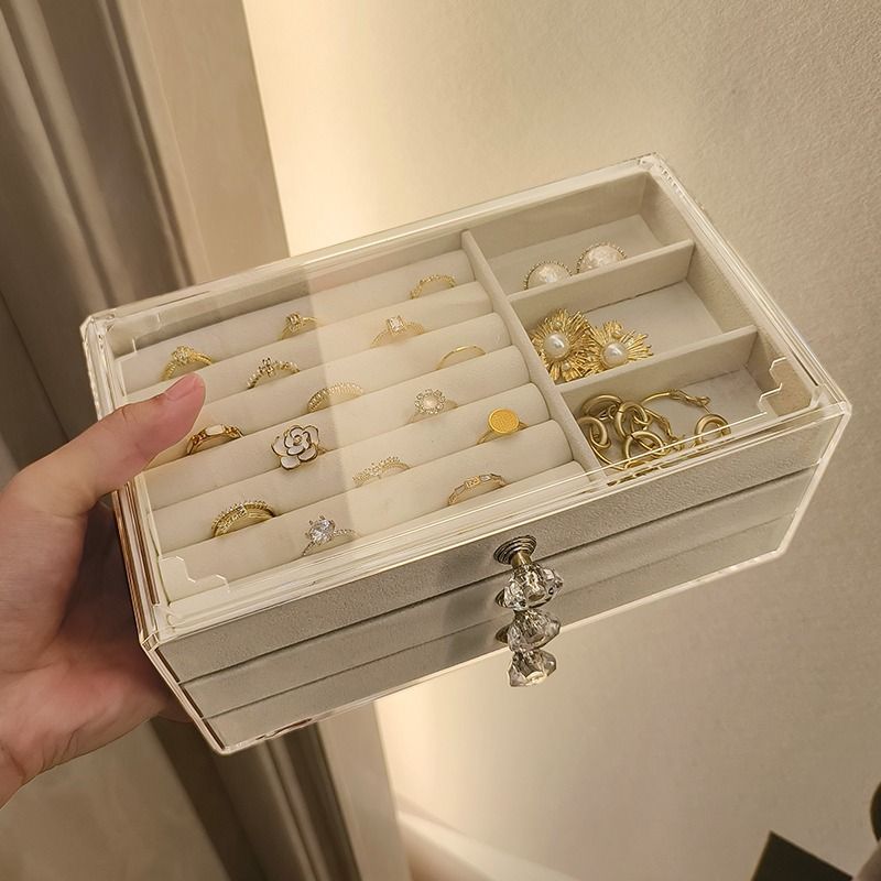 高档桌面饰品展示收纳盒耳环戒指项链发夹防氧化首饰置物盒子