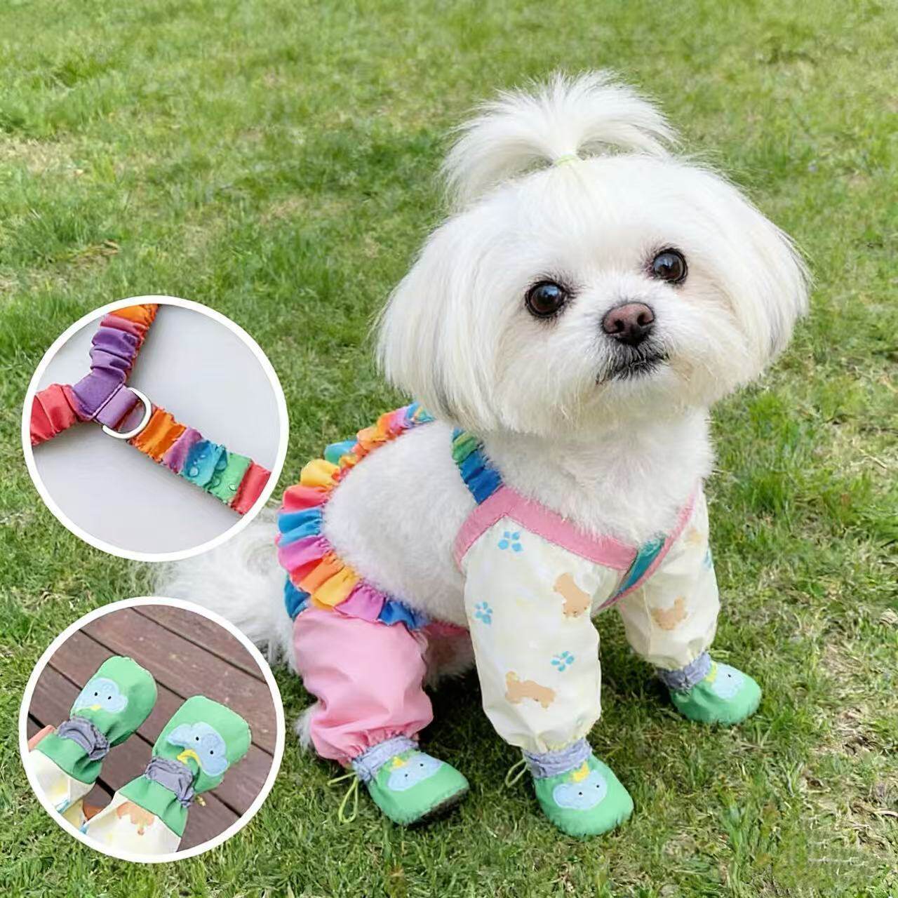 小型犬春夏衣服狗狗防尘裤遛弯裤轻薄四脚裤腿套护腿春夏防脏防虫