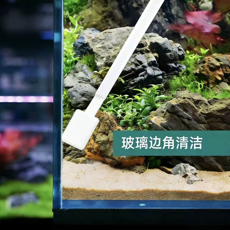 长杆替换清洁棉鱼缸内壁桌面清理刷擦玻璃新款便捷工具