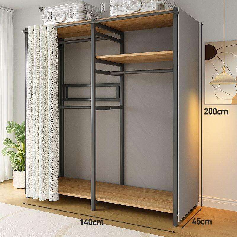 衣帽架家用卧室组合挂衣架落地出租房衣橱开放式衣柜简易收纳柜子