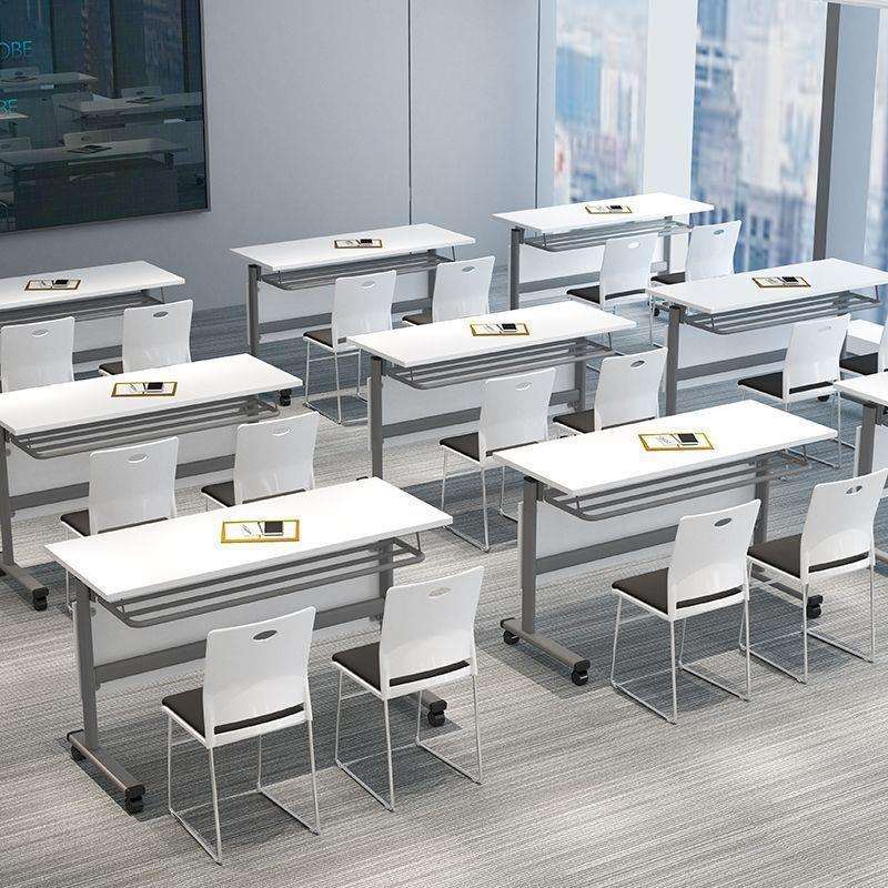 折叠培训桌椅组合可移动拼接会议桌多功能长条双人课桌办公培训桌