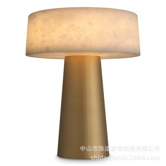 现代轻奢简约台灯全铜创意个性床头装饰云石台灯设计师样板房灯具