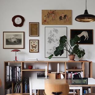 曲腿马法式中国风小众艺术装饰画中式客厅书房日料店背景组合