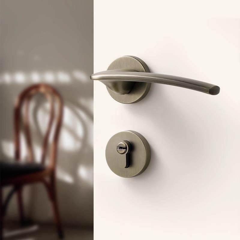 复古卧室门锁磁吸静音分体房门锁中古风室内房间仿古木门门把手