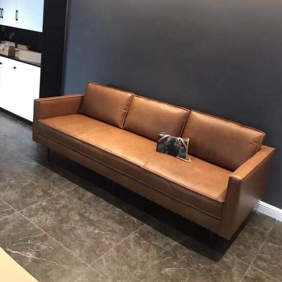 小户型北欧皮艺三人位沙发客厅简约现代公寓出租房网红真皮沙发