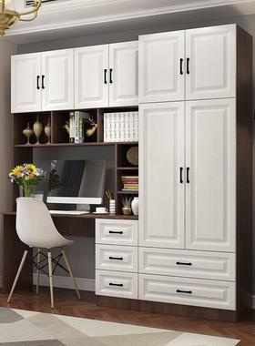 实木衣柜书桌书柜一体组合学生家用电脑桌写字桌小户型书桌衣柜