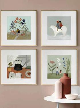 现代简约人物插图艺术客厅餐厅装饰画小众文艺范书房挂画儿童房画
