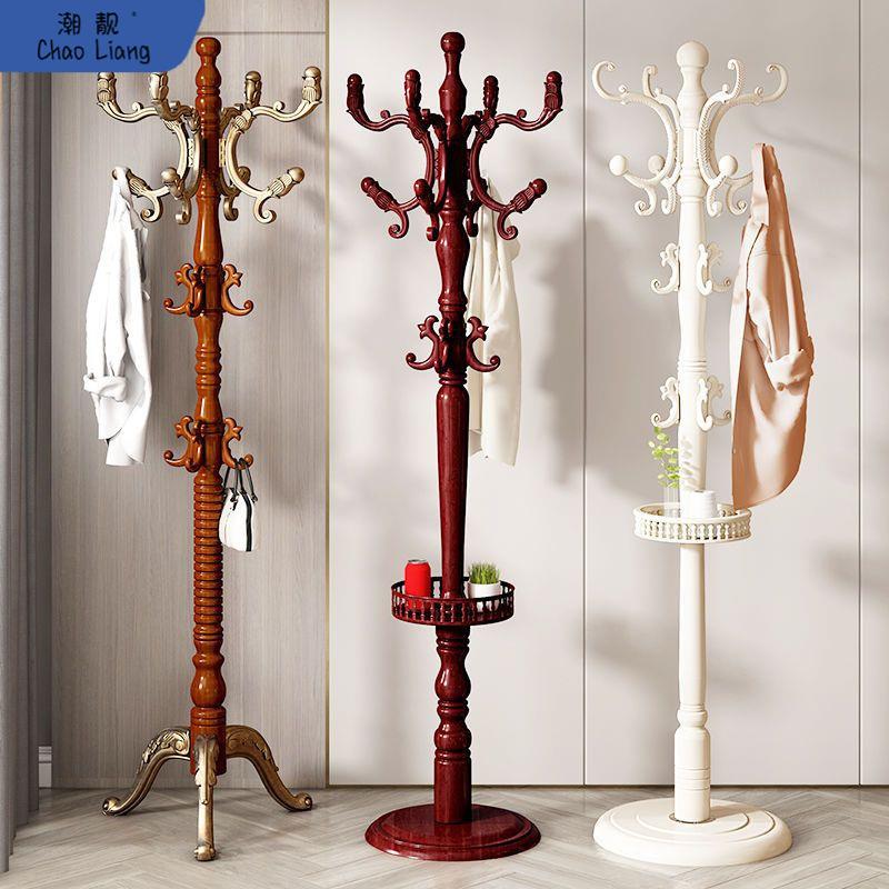 实木衣帽架落地卧室家用客厅多功能挂包架衣服架子欧式立式挂包邮